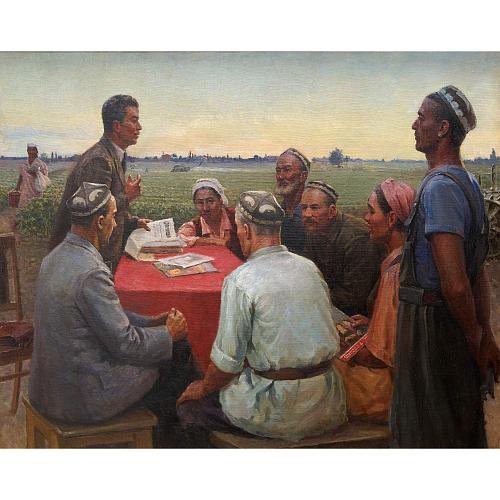 «Агитатор в поле». Мухамедов Сафо. 1958-й год.