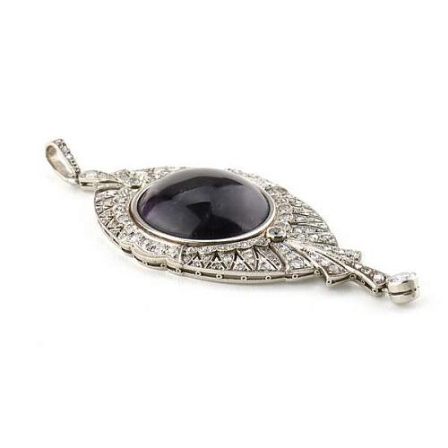 Подвеска с бриллиантами и аметистом