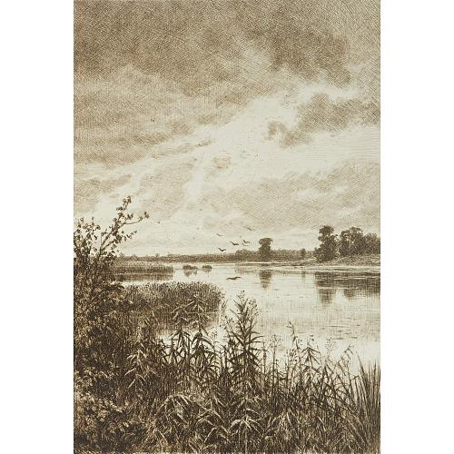 Офорт И.И.Шишкина «На реке после дождя» 1888