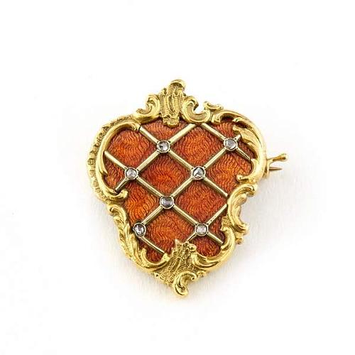 Брошь с алмазами и эмалью. К.Фаберже