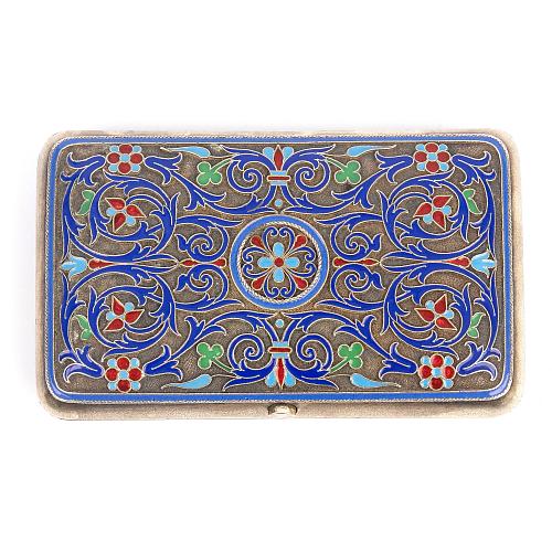 Портсигар с эмалью. Бр. Грачевы.