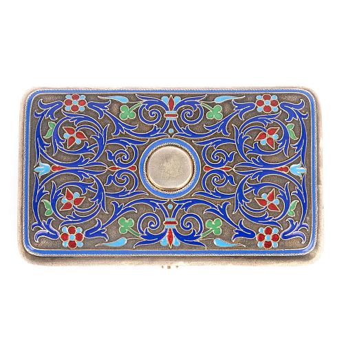 Портсигар с эмалью. Бр. Грачевы.