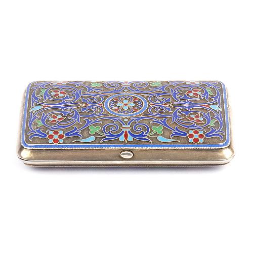 Портсигар с эмалью. Бр. Грачевы.